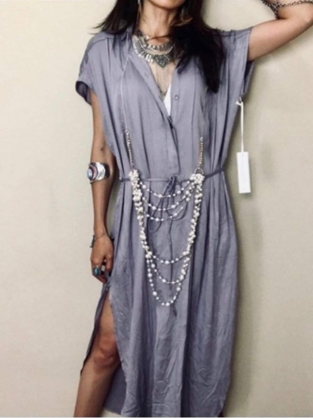 Young Fabulous & Broke Lavender Shirt Dress Size L